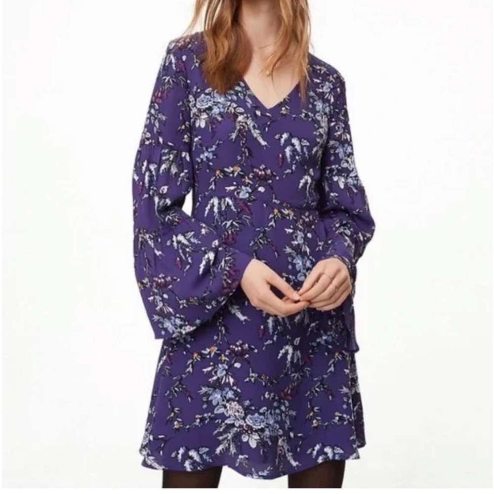Loft Women's Floral Long Sleeve shirt Dress Size 0P